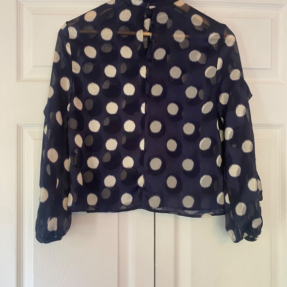 Zara Basics Made in morocco, navy polkadot, blouse, women’s XS - Picture 3 of 5
